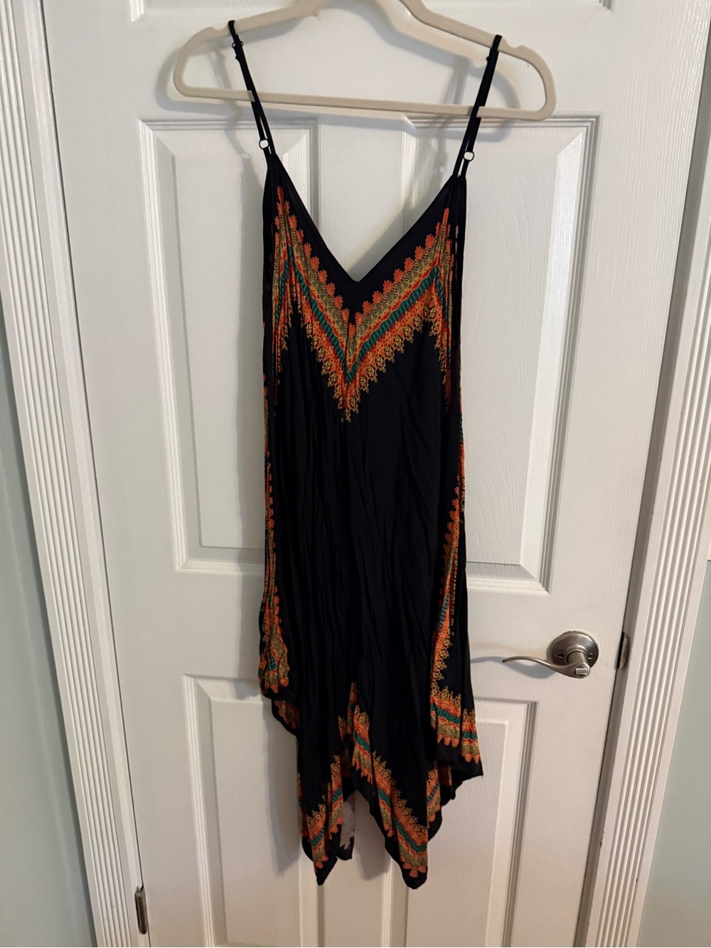 VENUS Black Dress with Orange and Teal Border